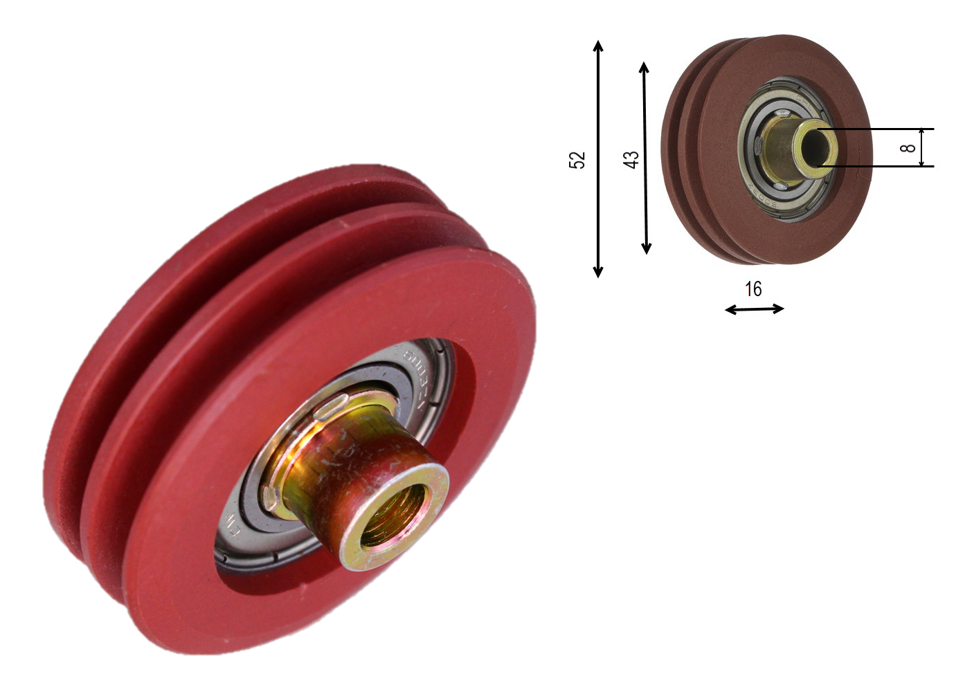 Synchronisationsrolle, KONE AMD/ADV/Isola, ø52/43/16x8mm