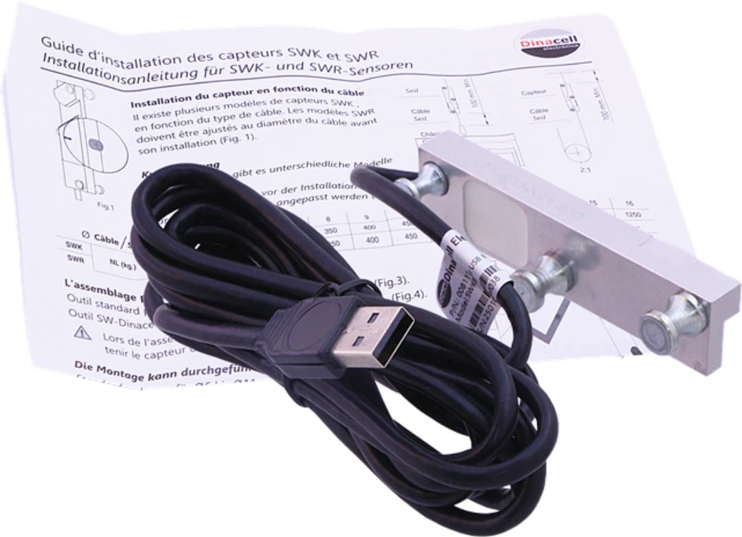 Überlastsensor, Dinacell SWK, 8mm Seil, 2 m Kabel mit USB-Anschluss