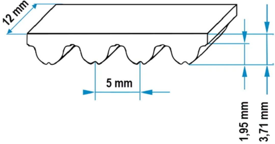 Zahnriemen, Fermator, VVVF, RPP5/12, B=12mm, Angepasst/Meter