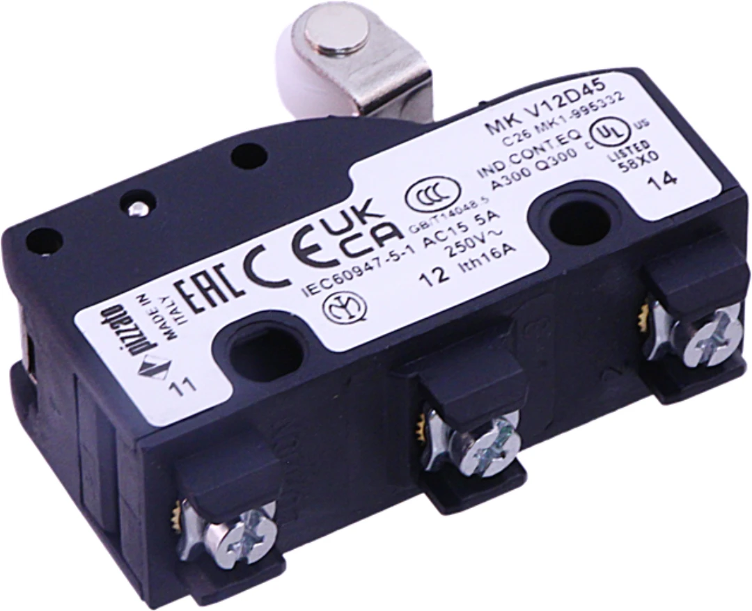 Mikroschalter, Pizzato MKV12D45, arm l=25mm w. roller D=10mm