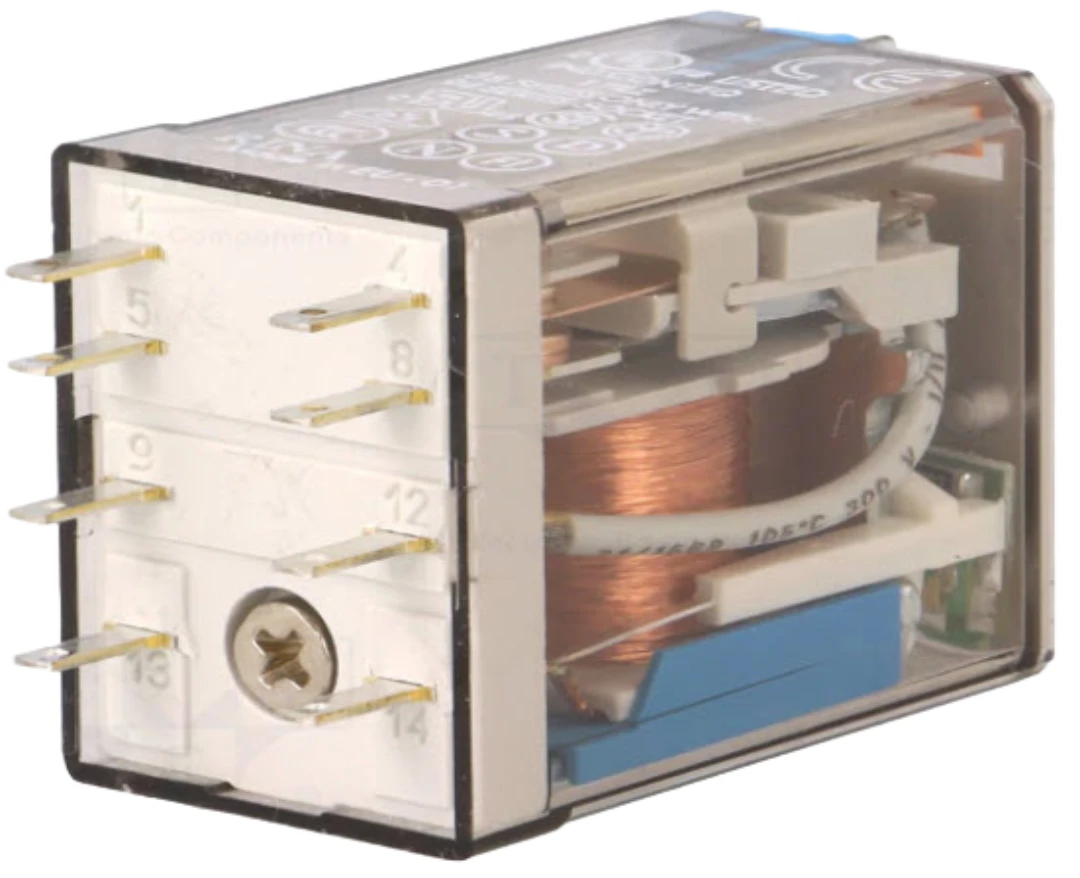 Relais, Finder, 8-pin, 2CO-Kontakte, 10A, 24VDC, Type 55.32