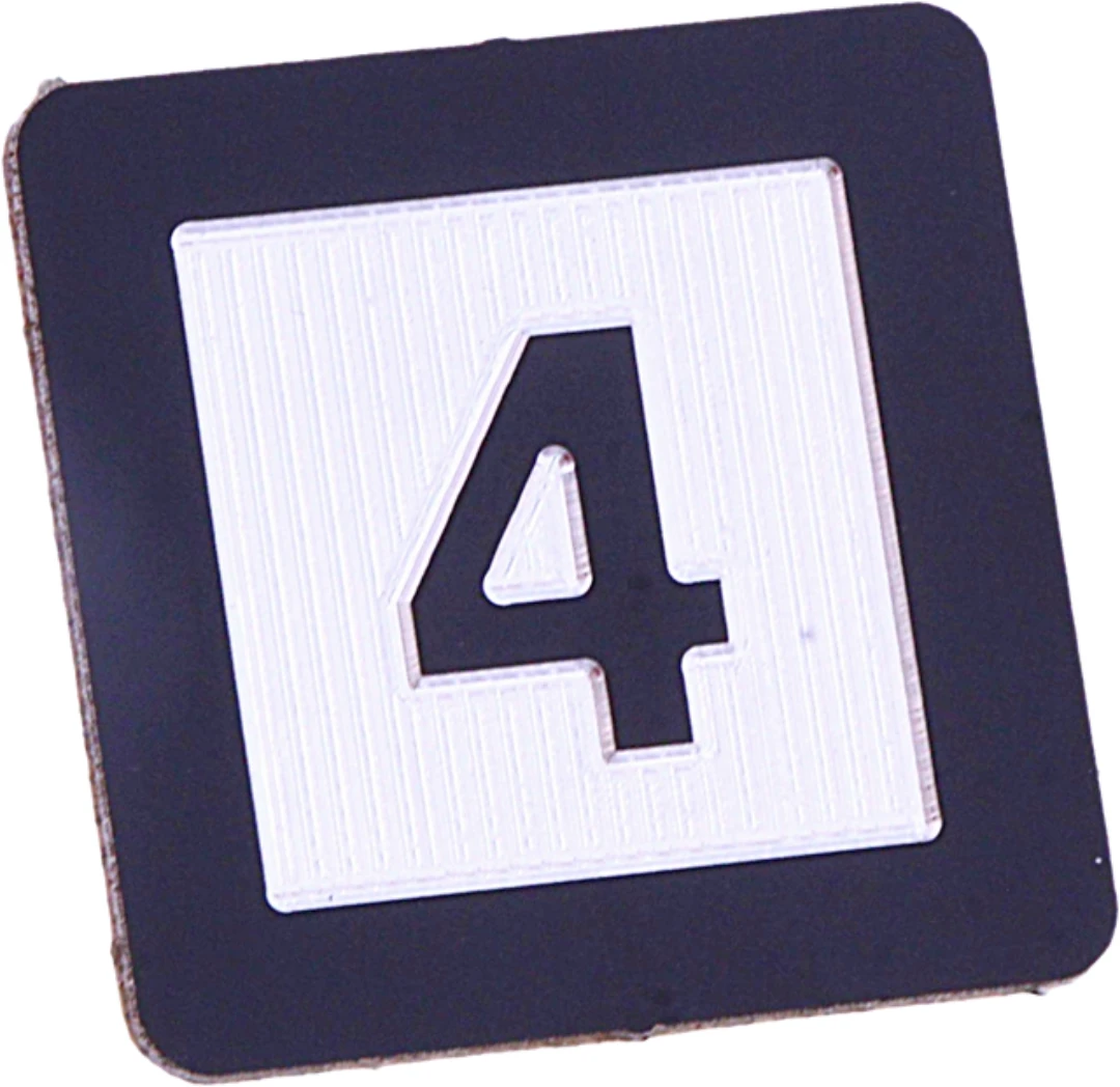 Tastplatte, ELMI, 28x28mm,"4", Relief, für Taster 35x35mm