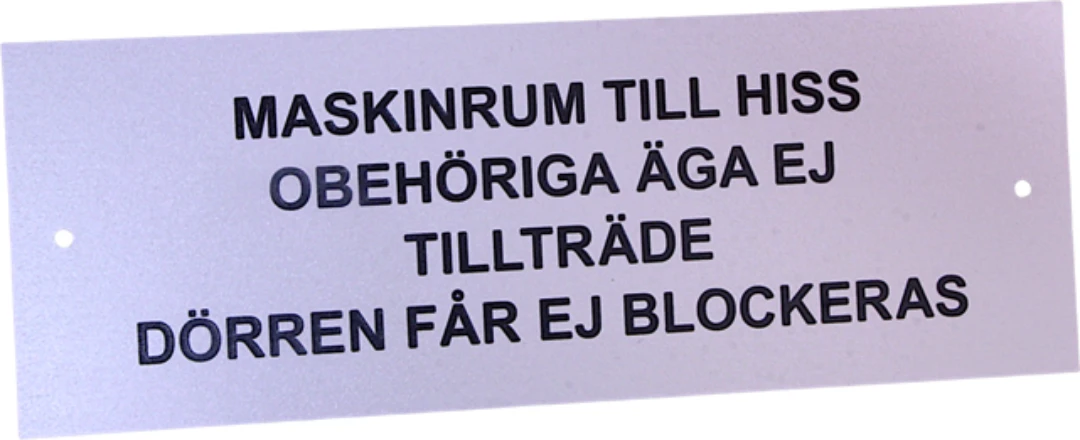 Schild, Maschinenraum (Swe), 75x210mm, Aluminium