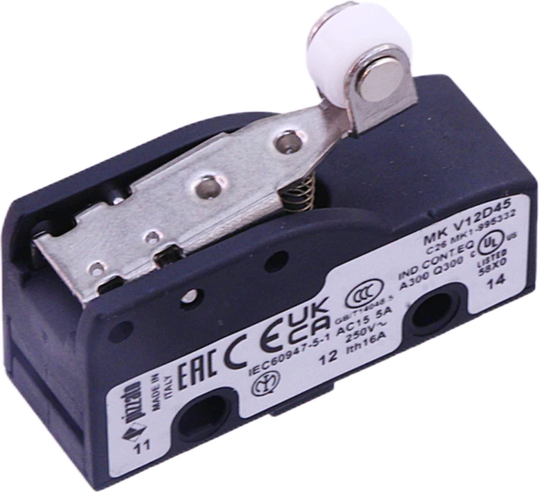 Mikroschalter, Pizzato MKV12D45, arm l=25mm w. roller D=10mm
