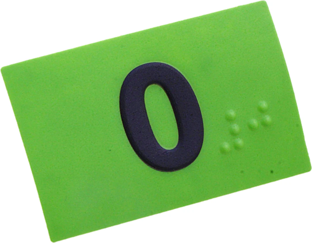 Etikett Ruftaster, Cibes A5000/Kalea A4, Grün Haupthalt, Braille ''0''