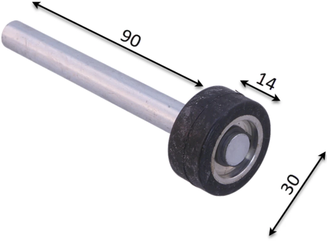 Verriegelungsrolle mit Achse, 10x100mm, 30mm Rolle
