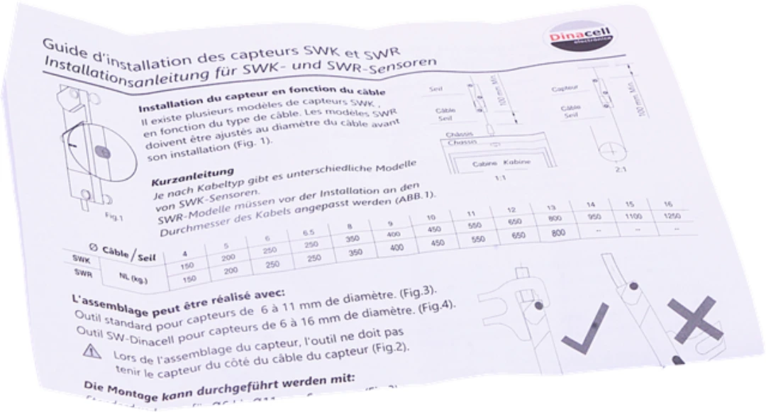 Überlastsensor, Dinacell SWK, 8mm Seil, 2 m Kabel mit USB-Anschluss